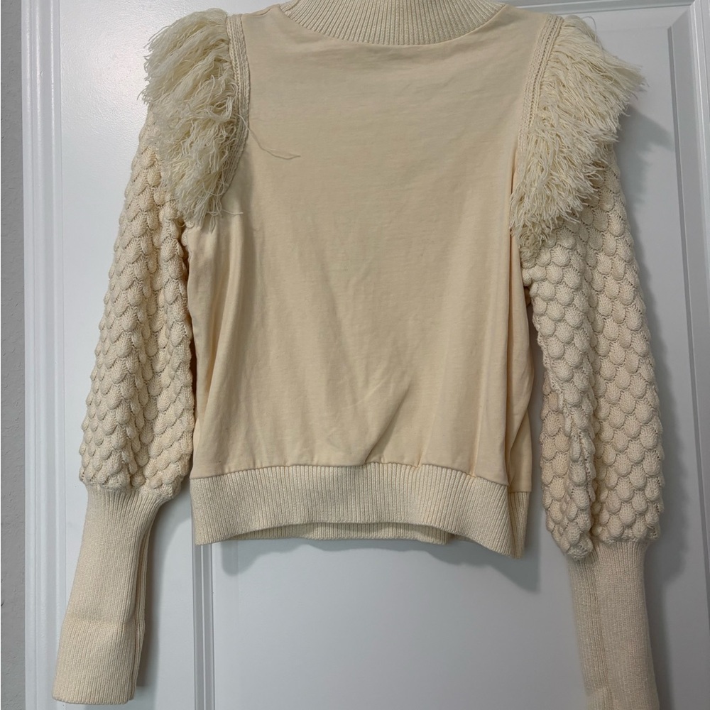 Anthropologie Cream Puff-Sleeve Knit Sweater - Cream - Picture 6 of 6